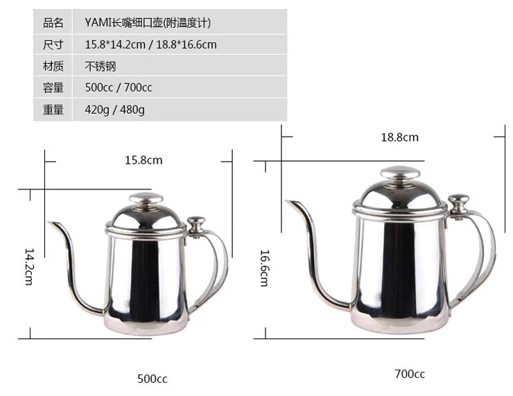 带温度计手冲咖啡壶细嘴壶厂家提供 不锈钢细口壶供应图片二