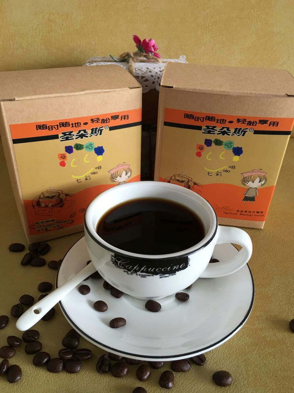 圣朵斯七彩巴西挂耳咖啡进口日本滤挂袋纯黑咖啡粉图片二